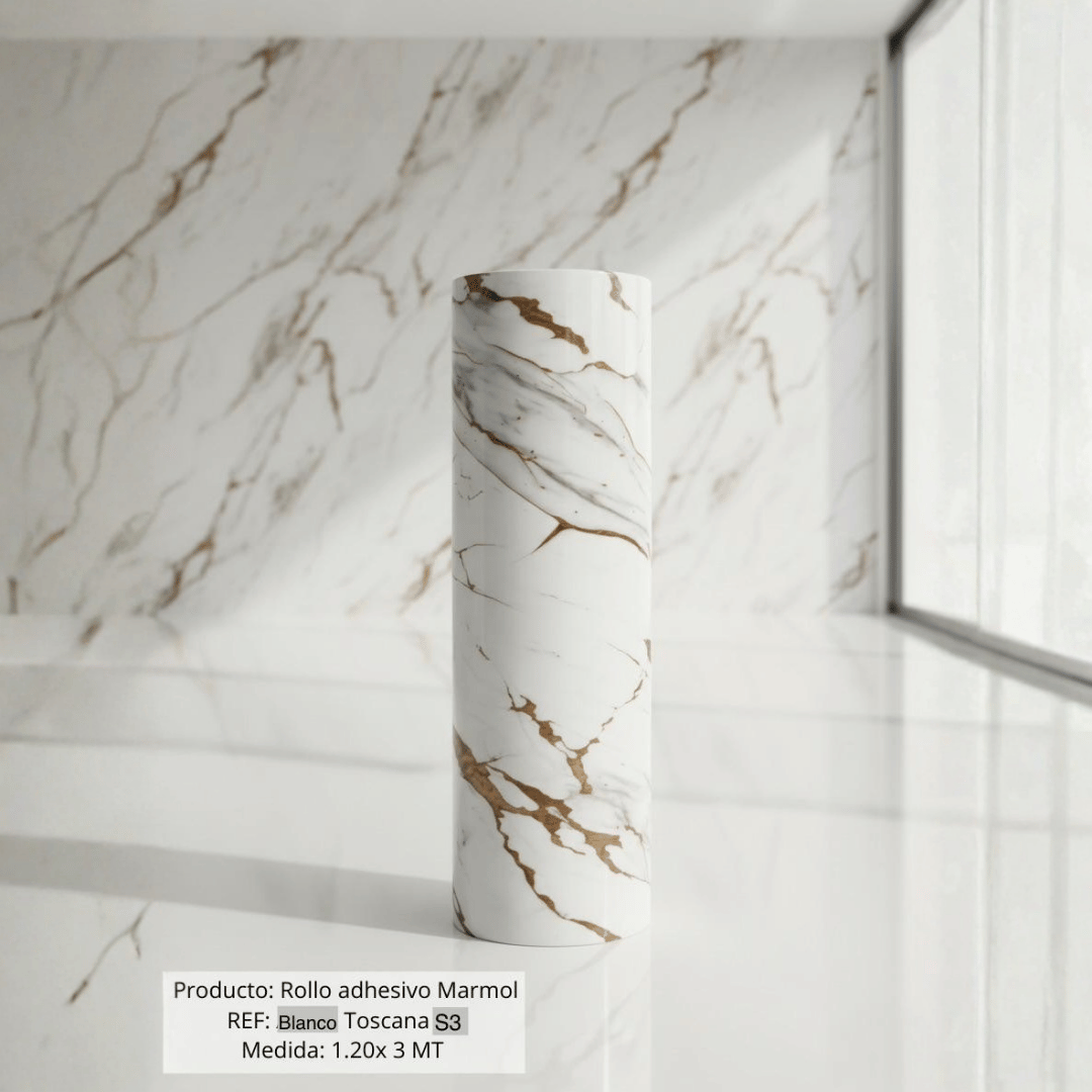 Rollo Adhesivo Mármol Blanco Toscana S3