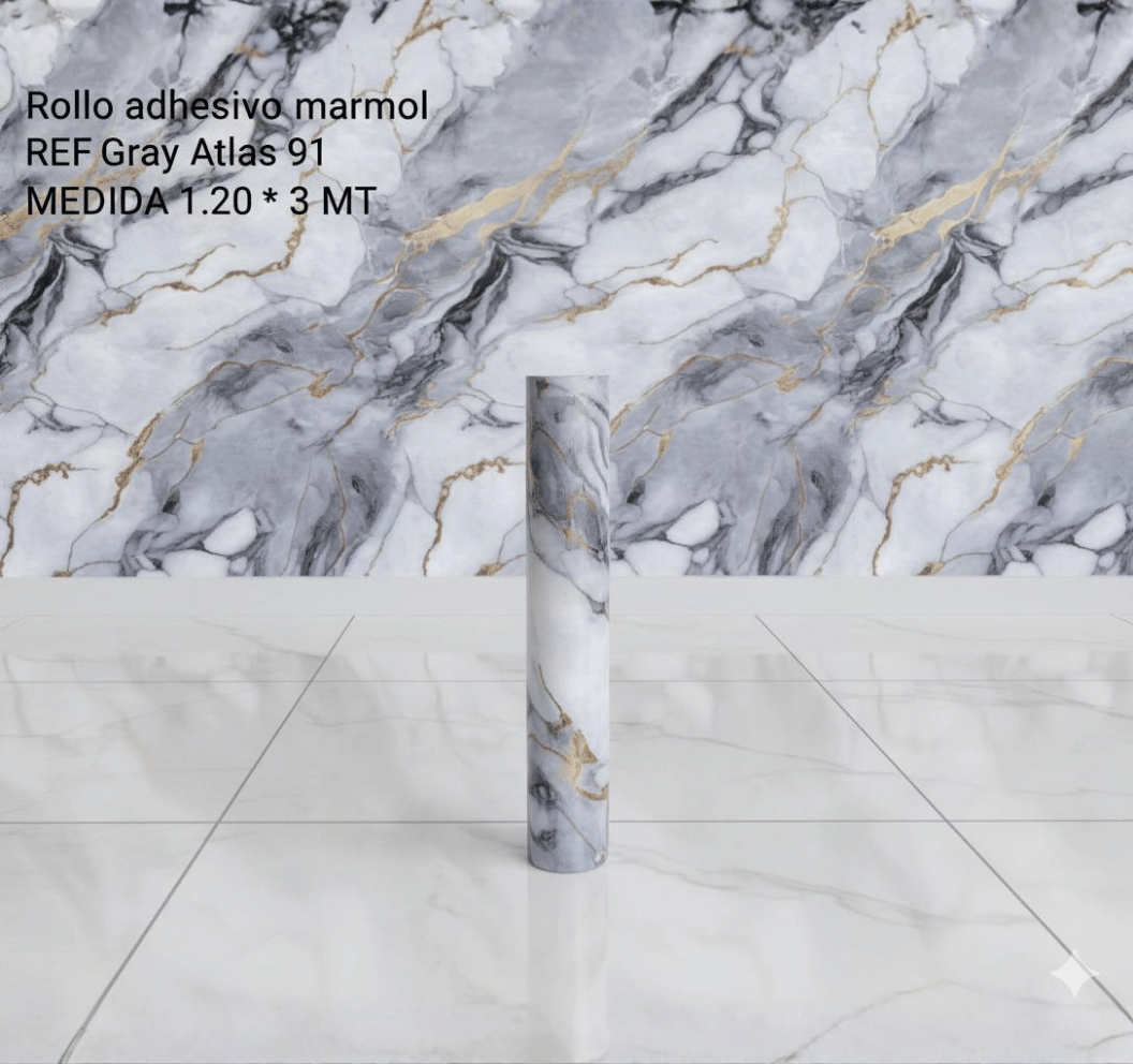 Rollo Adhesivo Mármol Gray Atlas 91