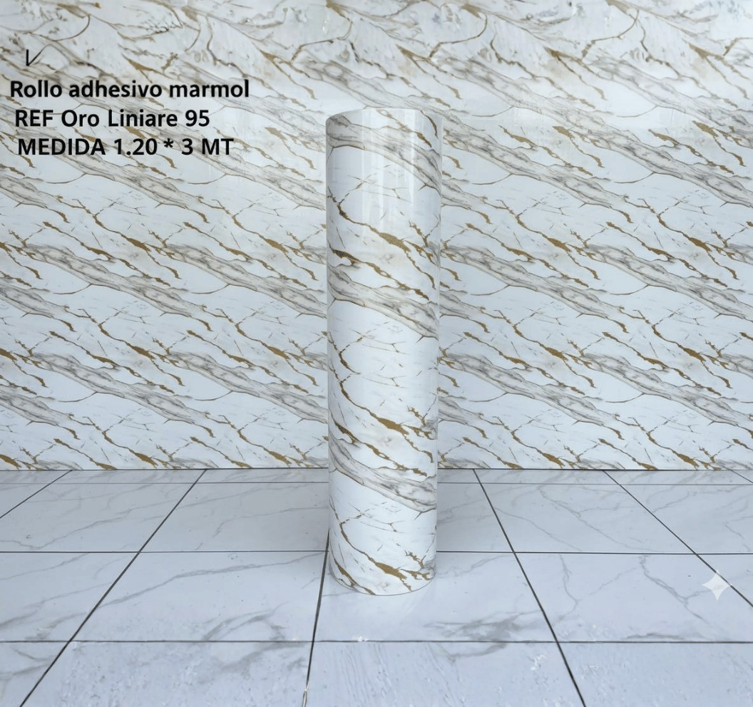 Rollo Adhesivo Mármol Oro Liniares 95